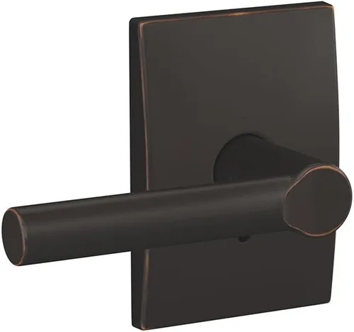 Schlage Custom FC21 BRW 716 CEN Broadway - Manilla con cerradura Century para pasillos y armarios y baño, bronce envejecido