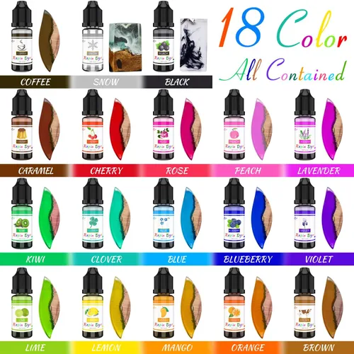 Miniatura 2 de Pigmento de resina epoxi – 18 colores epoxi resina UV tinte líquido transparente para colorear con pegamento UV, fabricación de joyas de bricolaje
