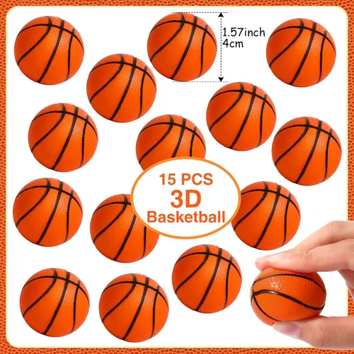 Miniatura 4 de Aoriher Regalos de fiesta deportiva de baloncesto para niños, 15 juegos de pulseras deportivas de silicona, mini bola antiestrés, llavero temporal