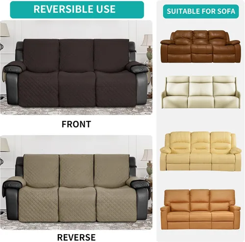 Miniatura 5 de Easy-Going Funda impermeable para sillón reclinable de gran tamaño con bolsillo, 1 funda de sofá reversible para sillón reclinable, protector
