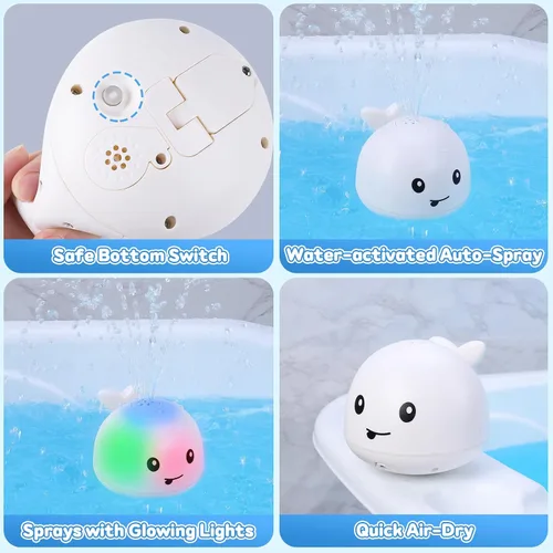 Miniatura 5 de Juguetes de baño para bebés de 1 a 3 años, juguetes de agua de piscina para bebés de 1, 2, 3 años, juguete de baño de ballena, juguete de baño