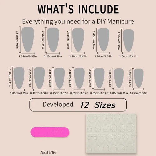 Miniatura 5 de 24 uñas postizas a presión con punta francesa, uñas postizas medianas, cortas, acrílicas, cobertura completa, color blanco, uñas postizas