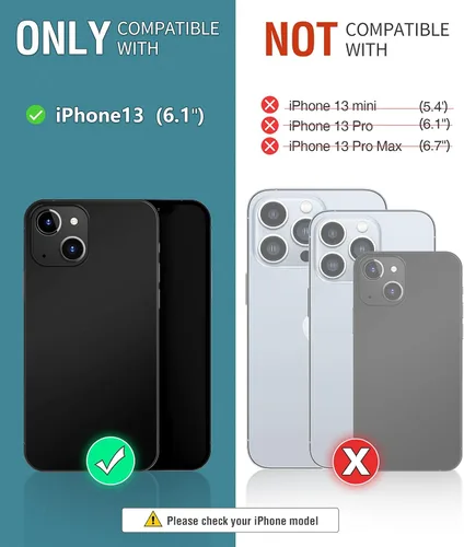 Miniatura 2 de OCASE Funda tipo cartera compatible con iPhone 13, de piel sintética con tapa tipo folio, con tarjetero, bloqueo RFID, soporte