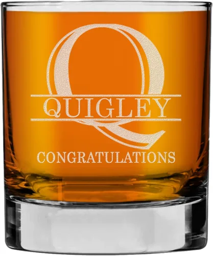 Miniatura 42 de Monograma grabado de cristal de whisky Rocks de 11 onzas (letra S), regalos de bourbon personalizados de la A-Z para hombres, día del padre, vidrio