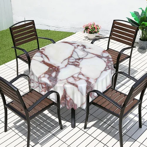 Miniatura 6 de Manteles redondos con temática de mármol, 48 pulgadas, tela impermeable, decorativo, reutilizable, lavable, a prueba de derrames, resistente a