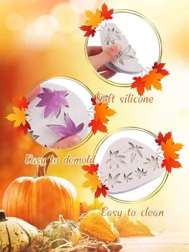 Miniatura 5 de 7 moldes de resina de Halloween de Acción de Gracias, moldes de silicona para fondant de calabaza de Kalolary y arce, molde epoxi de calabaza 3D