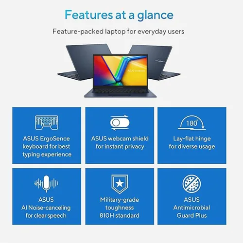 Miniatura 5 de ASUS Daily Vivobook portátil, pantalla FHD de 14", Intel Core i3-1215U, 8 GB de RAM, SSD de 256 GB, Wi-Fi 6, HDMI, cámara web, panel táctil, Windows