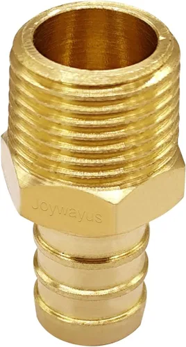 Miniatura 4 de Joywayus Acoplamiento de tubería PEX de latón, adaptador de montaje de tubería macho NPT de 1/2" PEX x 3/8" (paquete de 5)