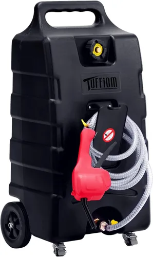TUFFIOM Carrito de combustible de 15 galones con ruedas y bomba de transferencia manual, tanque de almacenamiento de transferencia de combustible