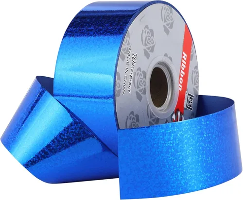 Cinta impermeable de 2 pulgadas x 100 yardas, cinta rizadora azul para envolver paquetes de regalos, lazos, manualidades, boda.