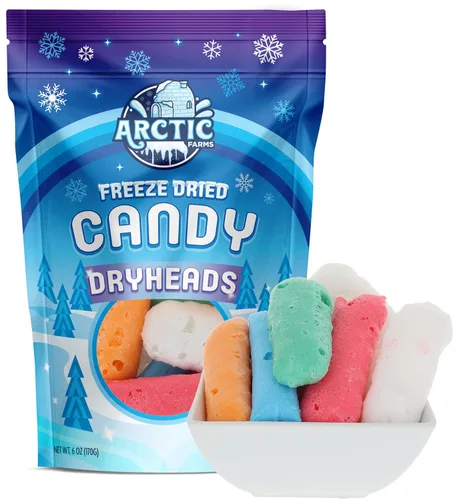 Arctic Farms Cabezales secos de caramelo liofilizados empaquetados y en caja (sabores surtidos) (6 onzas)