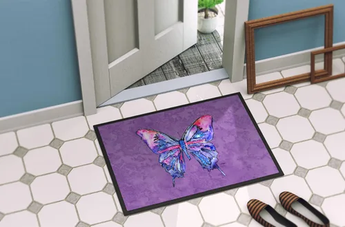 Miniatura 4 de Caroline's Treasures 8860MAT - Felpudo de mariposa sobre morado de 18 x 27 pulgadas, tapete para puerta delantera, para interiores y exteriores