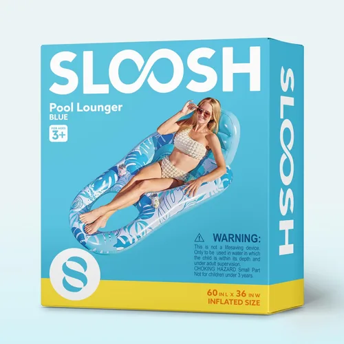 Miniatura 7 de Sloosh Flotadores inflables para piscina, tumbona para adultos, flotador de piscina flotante, silla reclinable flotante con portavasos y reposapiés