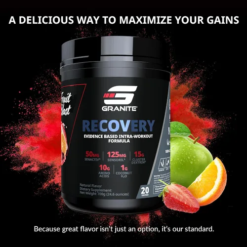 Miniatura 8 de Granite Nutrition Recovery - Bebida intraentrenamiento prémium con EAA, dextrina en racimo, Sensoril y Senactiv para rendimiento atlético