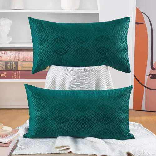 Miniatura 29 de Home Soft Things Ikat - Fundas de almohada de terciopelo de 2 piezas, 14 x 26 pulgadas, aguacate, funda de almohada decorativa lumbar sólida
