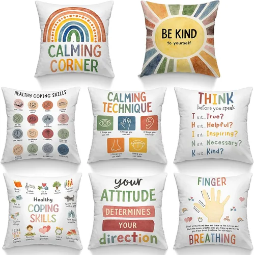 Miniatura 17 de 8 fundas de almohada de regreso a la escuela, 18 x 18 pulgadas, composición, fundas de almohada para cuadernos, fundas de almohada para el aula