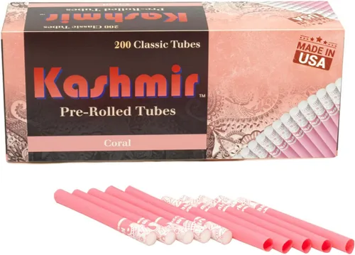 Kashmir Tubos de cigarrillos Coral – 200 tubos de tamaño King con extracción suave y combustión limpia, sin desgarros, compatibles con la mayoría de