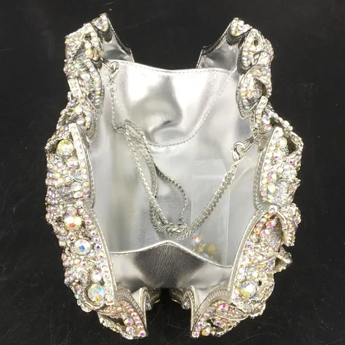 Miniatura 7 de Boutique De FGG Bolsas de noche de cristal de flores deslumbrantes para mujer formal boda fiesta cóctel bolso de mano