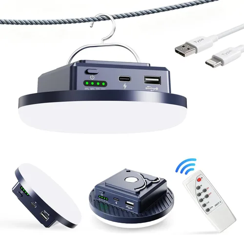 Luces de campamento para tienda de campaña de 4500 lúmenes, 45 W, recargable, linterna LED magnética, toldo portátil USB para exteriores, luces de