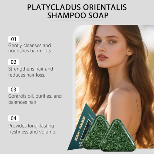 Miniatura 7 de Nature Seven Green Jabón de champú, barra de champú, barra triangular de hierba para adelgazar el cabello, mujeres y hombres (2 unidades)