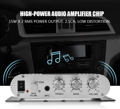 Miniatura 3 de Amplificador de audio estéreo, Mini HiFi 2.1 estéreo Bass Amplificador de potencia de audio para el hogar, amplificador digital profesional para uso