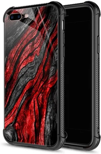 Carcasa para iPhone 8 Plus, 9H de cristal templado para iPhone 7 Plus, para hombres y niños, diseño de patrón fresco a prueba de golpes, Grano de