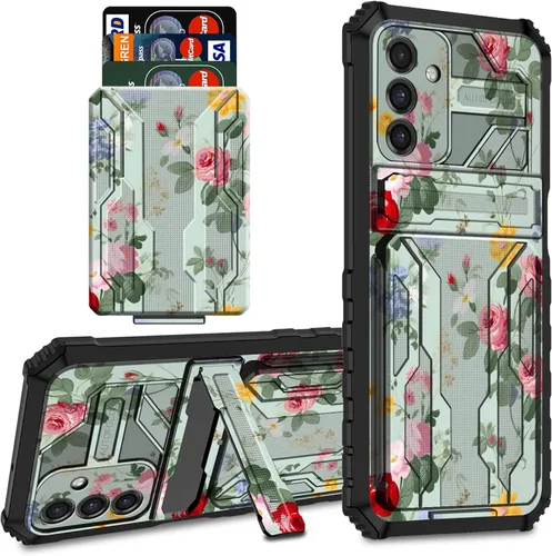Miniatura 19 de Funda tipo cartera para Samsung Galaxy S22 Ultra con soporte para tarjeta de crédito y soporte de doble capa de policarbonato duro de PC suave TPU a