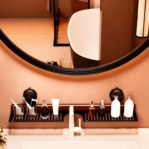 Miniatura 5 de Estante para lavabo de baño, moderno organizador de cocina, estantes de almacenamiento flotantes, organizador de fregadero de ducha no montado