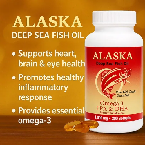 Miniatura 5 de Aceite de pescado Omega 3 de Alaska Deep Sea 1000mg Suplementos de aceite de pescado Omega 3 con EPA y DHA capturado en la naturaleza