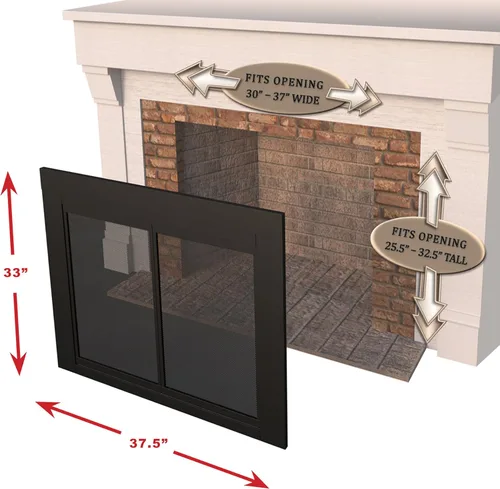 Miniatura 4 de Pleasant Hearth AP-1130 Alsip - Puerta de vidrio para chimenea, color negro., AP-1131