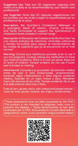 Miniatura 4 de Bio Nutrition Colesterol Wellness, 60 Cápsulas
