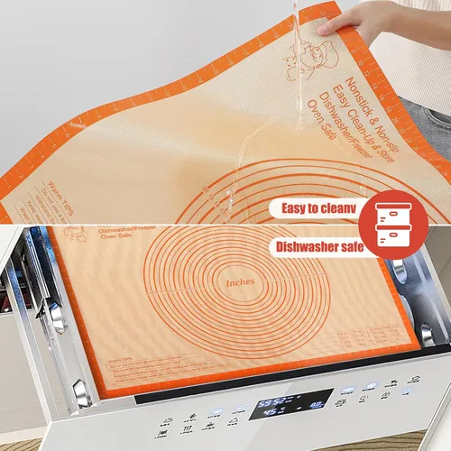 Miniatura 8 de Tapete de silicona extra grande de 34 x 26 pulgadas, alfombrillas antiadherentes para hornear con medidas, ideal para enrollar masa, pasteles