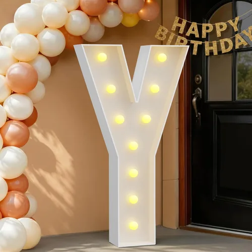 Miniatura 29 de IMPRSV Letras de mosaico iluminadas de marquesina, 4 pies para globos y fiestas, decoración de kit de arco