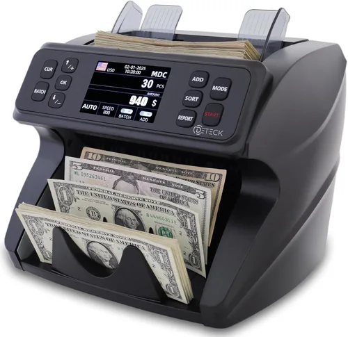 Miniatura 9 de DETECK DT500 Contador de Dinero de Denominación Mixta, Multidivisa, Contador de Billetes, Detección de Falsificaciones 2CIS/UV/IR/MG/MT, Contador