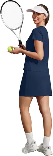 Miniatura 5 de NIASHOT Conjunto de falda de dos piezas para mujer, para vacaciones de verano, trajes de viaje, tenis, golf, falda pantalón versátil, conjuntos