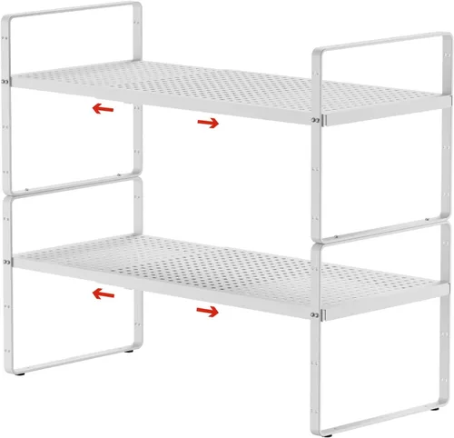 Miniatura 18 de Organizadores de estantes de gabinete expandibles de 16.5 a 27 pulgadas de largo, extensor de estantes de metal apilables para almacenamiento