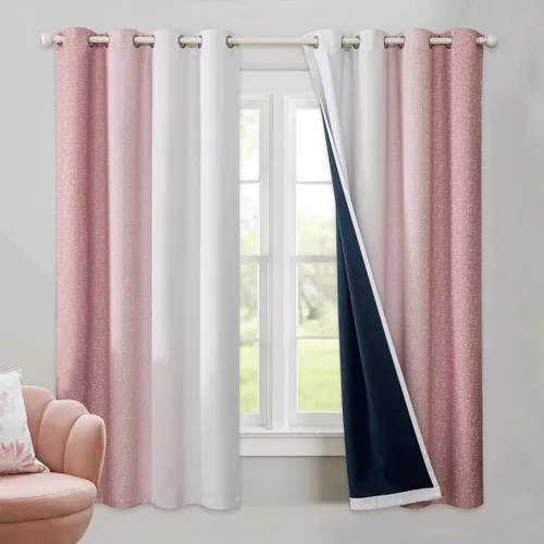 Miniatura 21 de Cortinas Ombre 100% Opacas de 63 Pulgadas de Largo 2 Paneles para Dormitorio Azul Blanco Patrón Degradado Oscurecimiento de Habitación Aislamiento