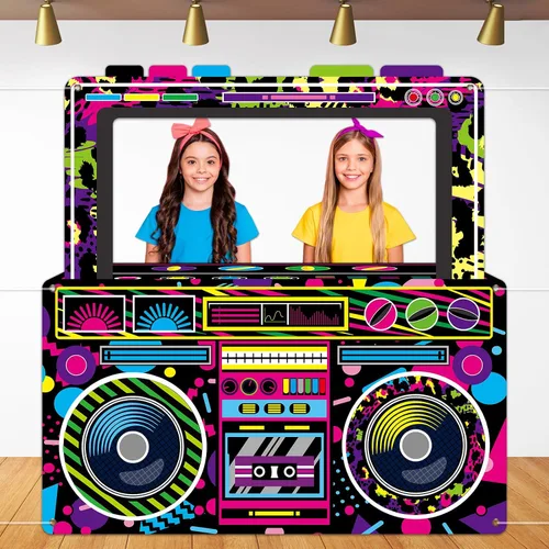 Miniatura 9 de Accesorios para cabina de fotos de radio para cabina de fotos retro de los 80 y 90, accesorios para cabina de fotos de boombox, pancartas de radio