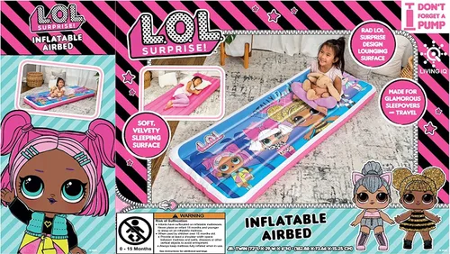 Miniatura 2 de Living iQ Jr Cama de Aire Inflable para Niños Tamaño Individual, Colchón Hinchable con Tema L.O.L. Surprise!, Vinilo Resistente al Agua y a