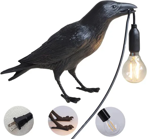 Miniatura 7 de NorDiem Lámpara de pared de cuervo, aplique de pared gótico único de pájaros de cuervo para mesita de noche, dormitorio, sala de estar, decoración