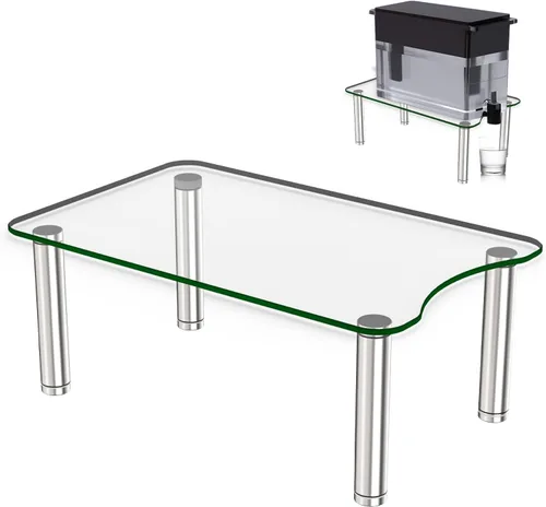 MAYJOY Soporte dispensador de agua, soporte de filtro de agua de vidrio templado transparente para encimera, compatible con jarra de agua Brita y