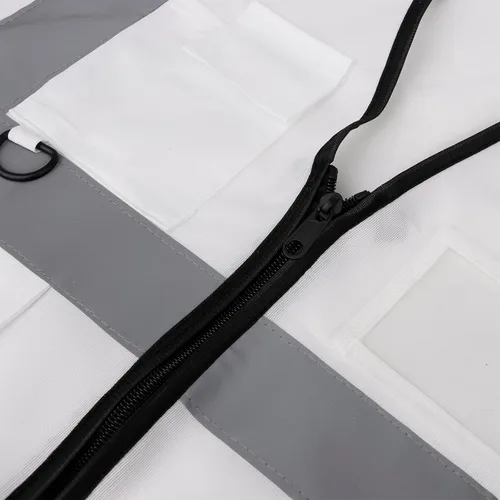 Miniatura 8 de TOPTIE Chaleco de seguridad blanco, chaleco de comando de incidentes con 5 bolsillos y tiras reflectantes de alta visibilidad de 2 pulgadas