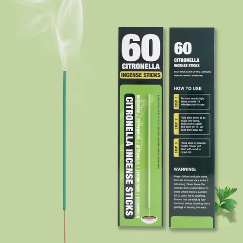 Miniatura 4 de Varillas de incienso de citronela, 60 unidades por caja, varillas de incienso de citronela para exteriores, para campamento, patio, senderismo, etc