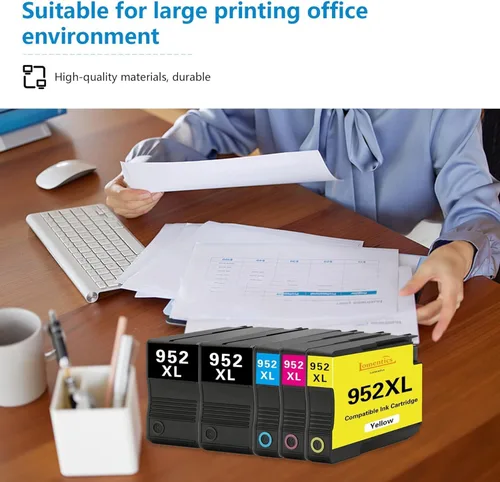 Miniatura 6 de Cartuchos de tinta de alto rendimiento 952XL (paquete de 5, 2 negro/1 cian/1 magenta/1 amarillo) compatibles con 952 952XL para HP 952XL OfficeJet