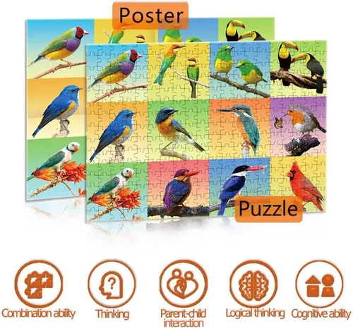 Miniatura 4 de Rompecabezas de 300 piezas para adultos, adolescentes y niños, idea de regalo feliz para la familia, pájaros de animales