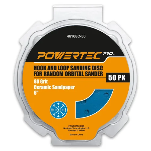 Miniatura 23 de POWERTEC PRO 45900C-45 - Disco de lijado surtido de 9 agujeros de 5 pulgadas, grano 80/120/220, discos de respaldo de gancho y bucle de cerámica