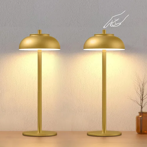 Miniatura 10 de FenFud Lámpara de mesa LED inalámbrica, lámpara de escritorio portátil con pantalla de tela, iluminación recargable con batería de 6000mAh, luz