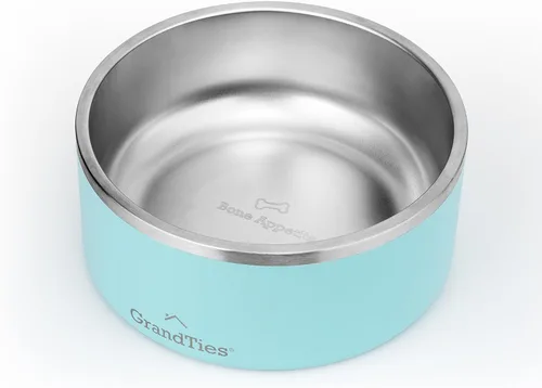 Miniatura 11 de GrandTies Cuenco de acero inoxidable para perros Comedero para mascotas reutilizable con aislamiento sin BPA Plato grande y resistente Azul