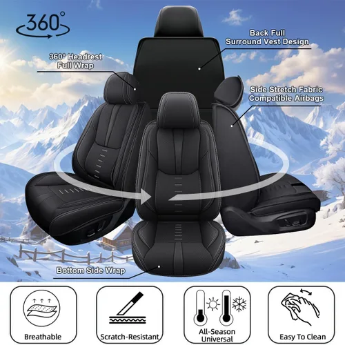 Miniatura 6 de IKABEVEM Fundas de Asiento Compatibles con Chevrolet/Chevy Silverado 2007-2024 2025 2 Fundas de Asiento Frontales Transpirables con Soporte Lumbar