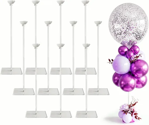 Miniatura 8 de lightsfever Kit de soporte acrílico reutilizable para globos, exhibición de mesa resistente con palos y base, soportes de globos para centros